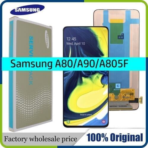 100% SUPER AMOLED 6.7'' LCD Display For Samsung Galaxy A80 A805 SM-A805F A90 A905F Touch Screen Digitizer Assembly+Service pack