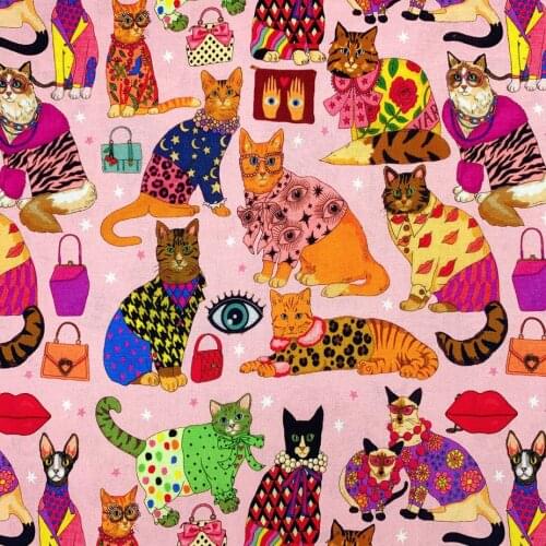 110cm Width Fashion cats cotton fabric Patchwork Sewing Quilting woman shirt clothes handmade patchwork Lolita baby bedding