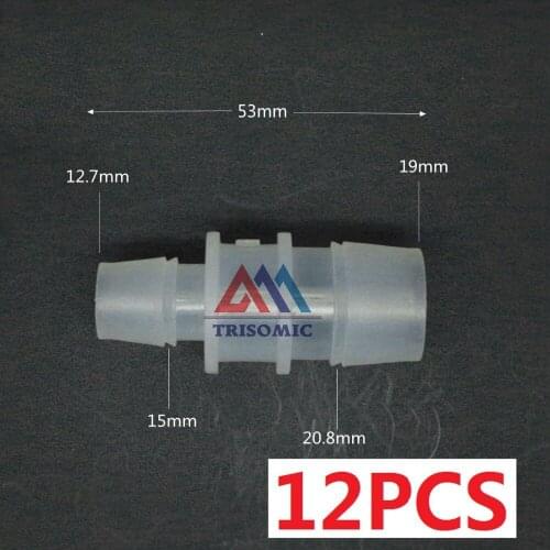 12 pieces 12.7mm*19mm Straight Reducing Connector Plastic Fitting Barbed Reducing Connector