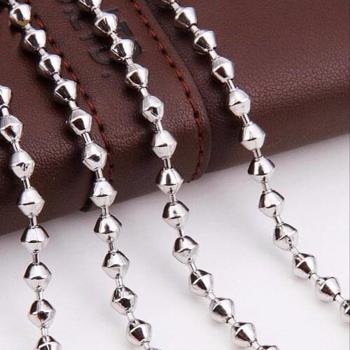 2/2.4/3.2mm Width Silver Color Stainless Steel Beads Chain For Necklaces Bracelets Jewelry Wholesale 10/20/50/100 Meters