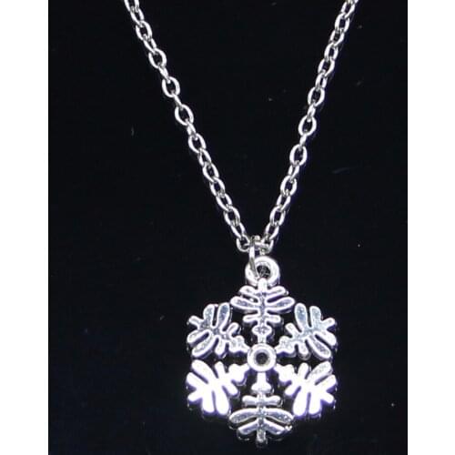 20pcs New Fashion Necklace 20x23mm snowflake snow Pendants Short Long Women Men Colar Gift Jewelry Choker
