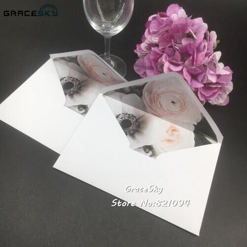 30pcs16*16cm white/ivory Square wedding invitation card139*196mm envelopes invitation universal printing flowers envelope