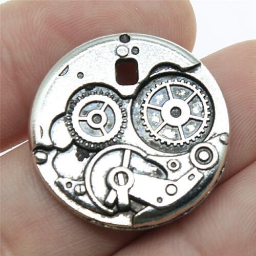 4pcs Gear Steampunk Charms For Jewelry Making 1 Inch (25mm) Antique Silver Color Accessories