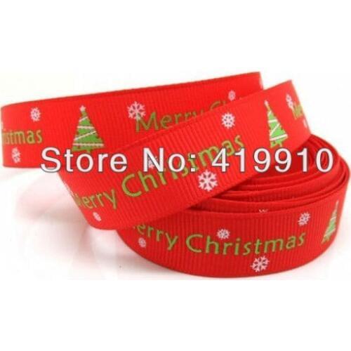 5 Yards Red Merry Christmas 16mm Wide Wedding Craft Printed Grosgrain Ribbon