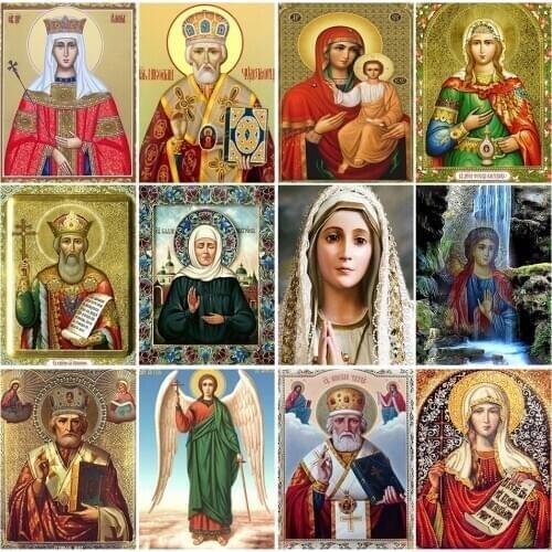 5D DIY Diamond Painting Religion Icons Cross Stitch Full Drill Square Diamond Embroidery Religious Mosaic Rhinestones Home Decor