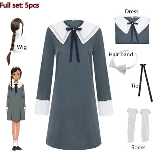 Lacauch Anime Neiru Aonuma WONDER EGG PRIORITY Dress Cosplay Outfits Dark Gray Japanese Style Lovely Grey One-piece Outfits