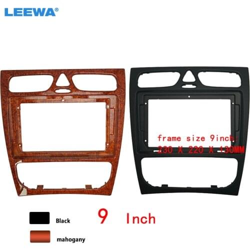 LEEWA Car 9 Inch Audio Face Plate Fascia Frame For Mercedes-Benz C-CLASS 2Din Big Screen Radio Stereo Panel Dash Mount Frame Kit