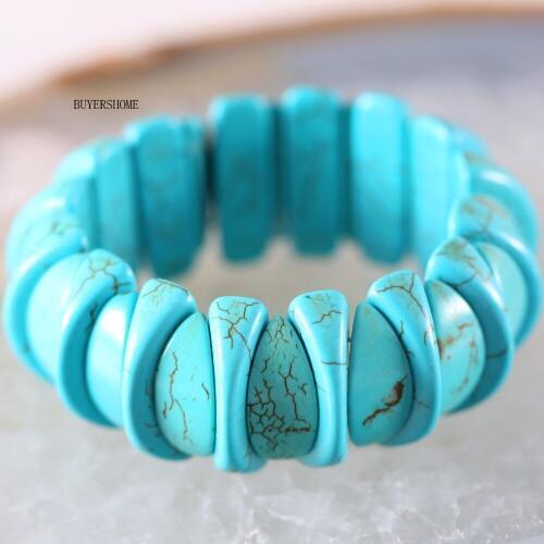 Free Shipping Handmade For Women Jewelry Natural Stone Beads Green Howlite Stretch Bracelet 8" 1Pcs H620