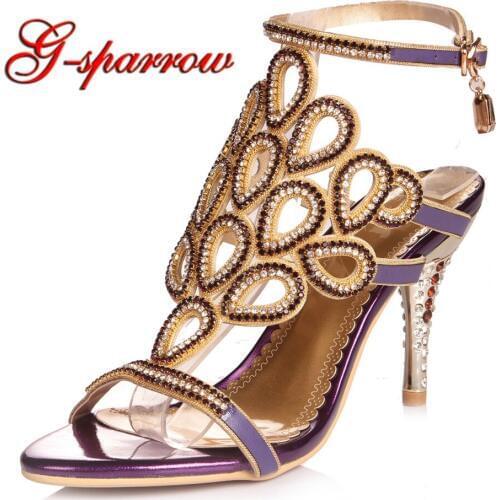 2018 Summer New Style Rhinestone Sandals High Heel Women Sexy Peacock Style Open Toe Shoes Beautiful Crystal Wedding Shoes