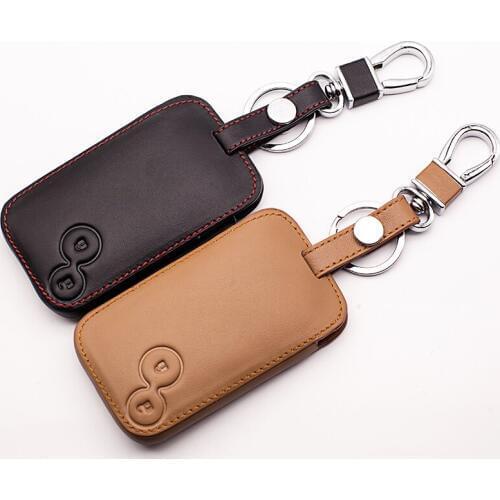 Latest Super quality car key chain key chain cover for Renault 2 buttons leather key bag dust collector auto part starline a91