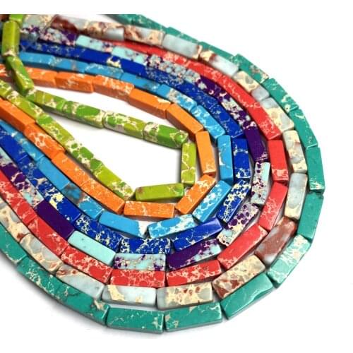 Natural Stone Rectangular Scattered bead agates crystal string Beads for Jewelry Making DIY Necklace Bracelet Accessories 4x13mm