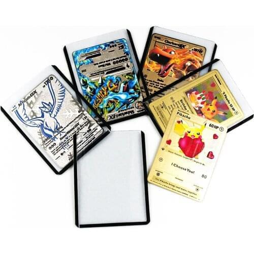 3/15PCS Pokemon Card Sleeves Protector Transparent Playing Game VMAX Display Yugioh Pokémon Cards Case Holder Folder Kid Toy