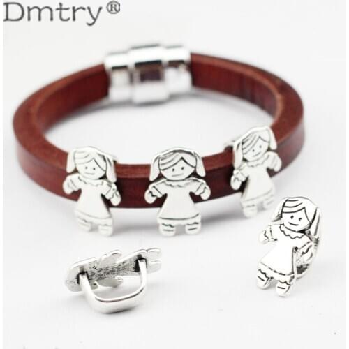 Dmtry 5pcs/lot Wholesale Retro Vintage Girl Beads Spacer For 10*6mm Licorice LeatherWith Making Handmade Jewelry Gift LC0122