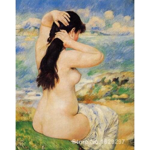 Art canvas paintings Nude Fixing Her Hair-Pierre Auguste Renoir reproduction High Quality Handmade