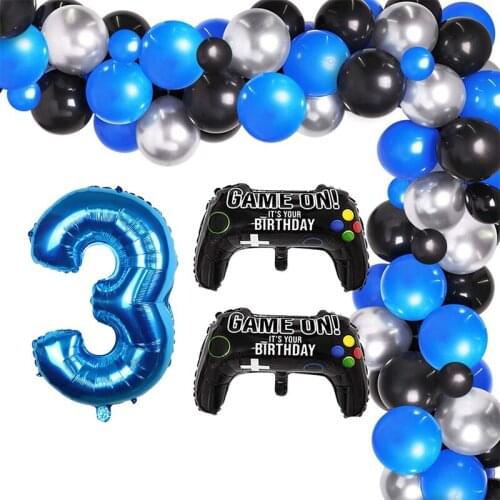1set Gamepad Game on Happy Birthday party Aluminum foil balloon 30inch 1 2 3 4 5 6 7 8 9 digital Decorations Latex balloons nite