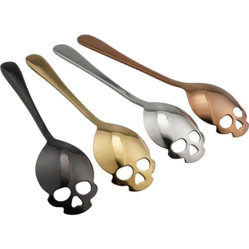 Creative 304 Stainless Steel Skull Coffee Spoon Dessert Tea Sugar Scoop For Home Kitchen Bar Coffee Shop Party Accessories Gift