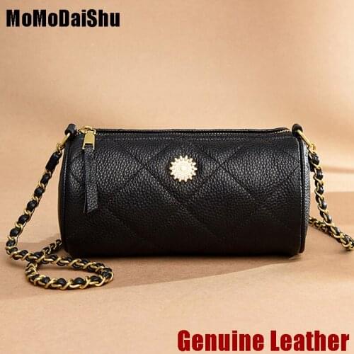 Round Genuine Leather Crossbody Bag Women Brand Designer Leather Small Ladies Shoulder Bags Messenger Bags Simple Handbags