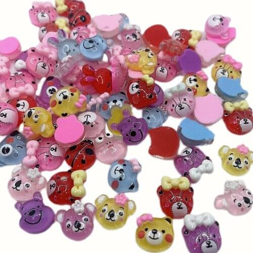 50Pcs/Pack mini Bear Flatback Resin Cabochon Charms for Headwear Accessories Sweet Gummy Cabochons DIY Scrapbooking Decoration