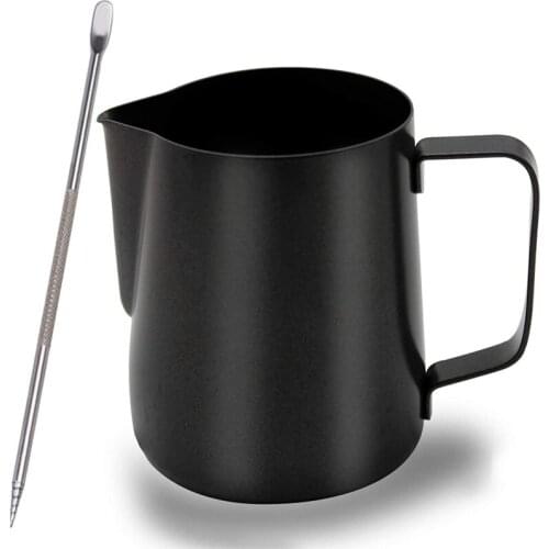 Stainless Steel Milk Jug,Milk Pitcher Frother,Milk Frother Jug Cup with Latte Art' Pen,for Cappuccino Espresso