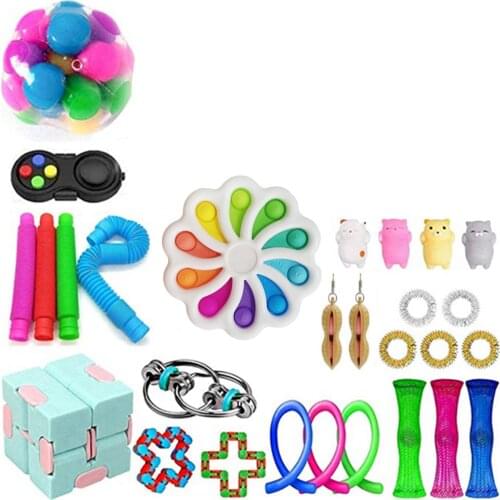 28Pcs Kids Decompression Toy Set Squeeze Type Early Educational Stress Relief Toys Kit