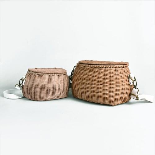Adult women braid big bag Natural Rattan Mamachari Bag Handwoven Rattan Beach big Straw bag Multi-use Bag Bike Basket