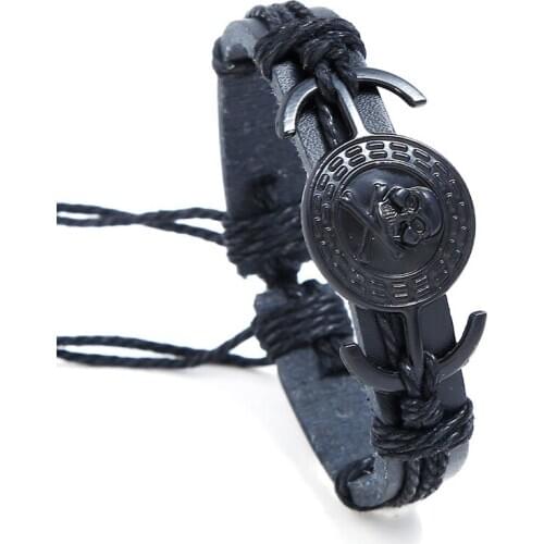 2018 Hot Selling Fashion Braided Leather Bracelets Black Brown Skull Bracelet Punk Wrap Bracelet Women Men