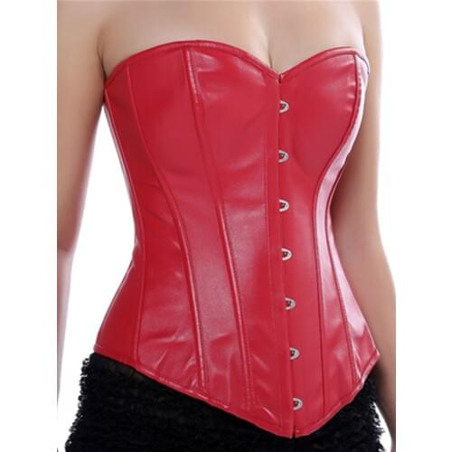 S-6XL Sexy Corsets and Bustiers Ladies Overbust Corset Steampunk Faux Leather Corset Bustier Tops for Women