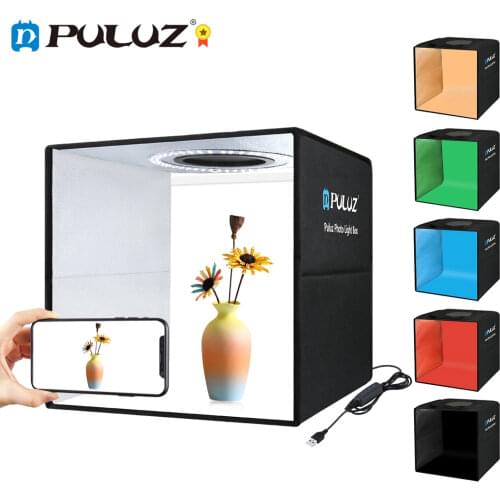 PULUZ 30cm Photo Studio Light Box Ring LED LightBox Shooting Tent Box Kit with 6 Colors Background Photography Light Box Kits