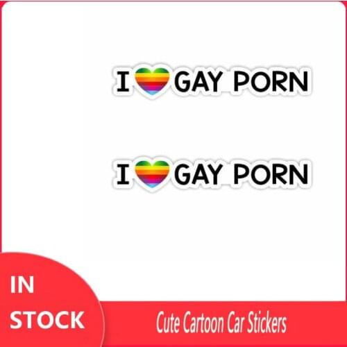 Cute Cartoon I LOVE GAY PORN Letters Car Sticker Reflective Cute Auto Accessories Motorcycle Decal Car Styling Accessories