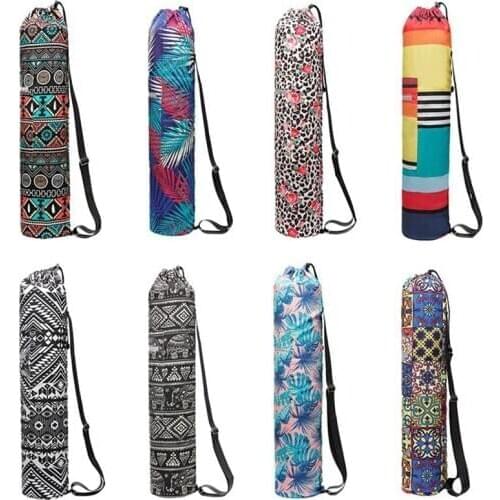 Home indoor Yoga Mat Storage Bag Printed Zipper Drawstring Bags Carrier Organization Tool With Straps