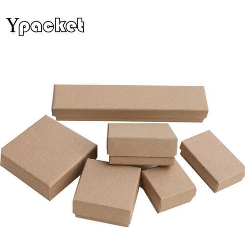 Free Shipping Wholesale Brown Kraft Paper 5*5*3cm Box Jewelry Ring Earring Packaging Boxes Jewellery 100pcs Ring Packing Box