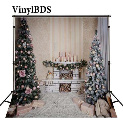 VinylBDS Christmas Backdrop Family Backdrops Christmas Tree Backdrops White Blanket Background Children Backdrop for Studio