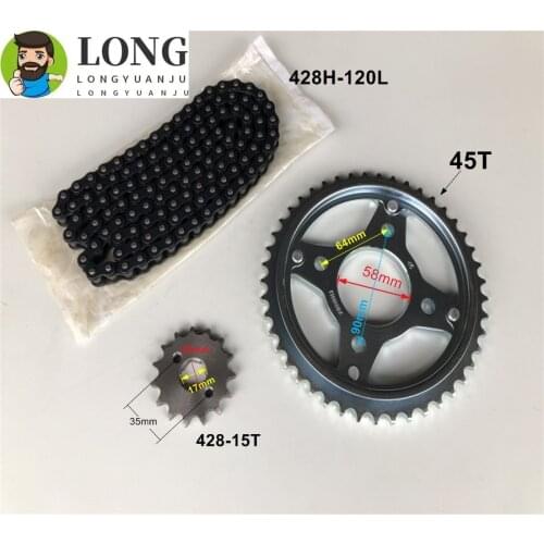 High quality Motorcycle Front Rear Sprocket Chain 428H 120L 15T/45T for Honda WH125-11 SDH125-51 CBF125 CBF 125