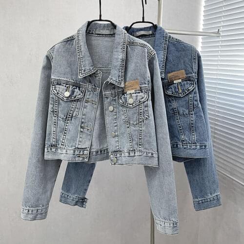 Womens Cropped Jeans Jacket Denim Fringed Short Coats for Women Autumn Vintage Casual Jackets Woman 2021 Streetwear Coats