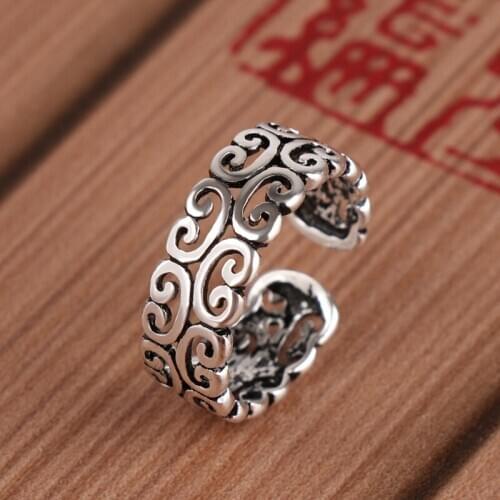 Hot Sale Romantic Silver Color Hollow Pattern Finger Rings for Women Jewelry Christmas Gift Dropship