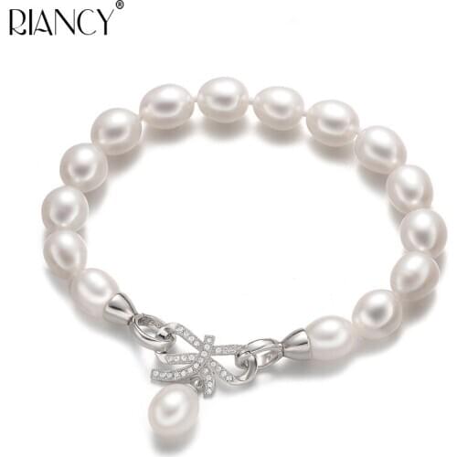 High quality truly Natural freshwater pearl Bracelet Charm Bracelet Bowknot Jewelry pearl Bracelet For Women wedding gift