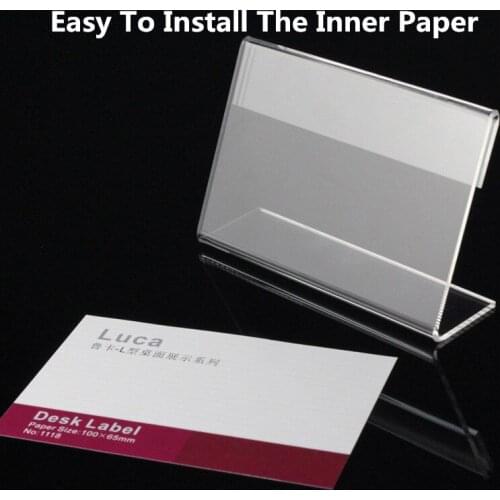 10pcs 8*12cm Acrylic Transparent Price Tag Stand Plastic Mini Display Holder Card Label Racks Decorations