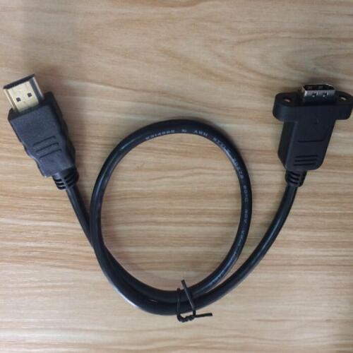 100pcs/lot 0.5M 1M HDMI Male to Female Connection Device extension Cord with Ear Nut Cable For TV Monitor HDMI M to HDMI F