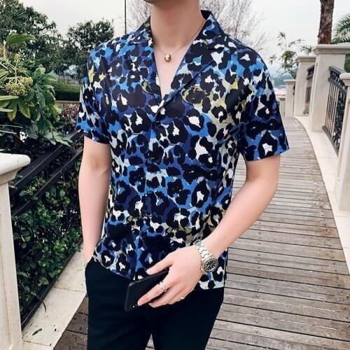 19 Summer New Style Short-sleeved Shirts Social Boys Printed Shirts Camouflage Wind 2111-P55