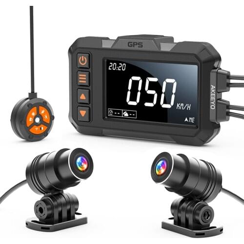 AKEEYO AKY-998G 1080P Full HD Dual Lens Recorder GPS WiFi Waterproof Motorcycle Dash Camera