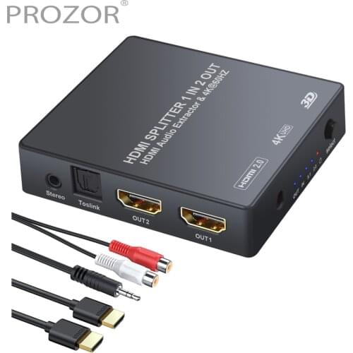Prozor Audio Extractor Splitter HDMI-Compatible to Toslink SPDIF 3.5mm Headphone Stereo Audio Converter 4K@60Hz YUV 4:4:4 HDR