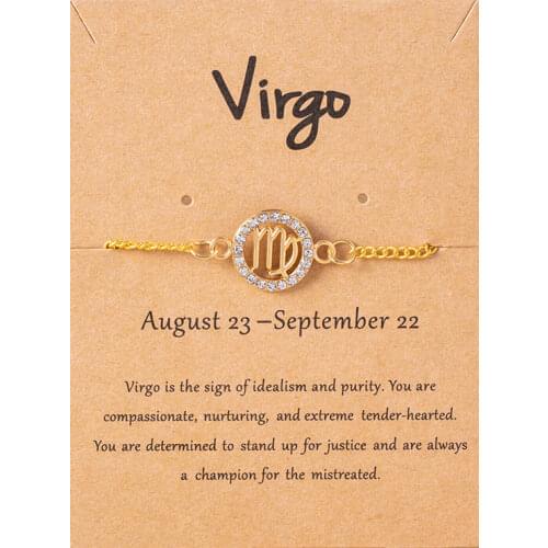 Classic 12 Constellation Zodiac Sign Rhinestone Bracelet Virgo Libra Pisces Sagittarius Chain Bracelets Birthday Gift