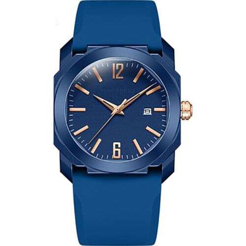 2021 New Simple Mens Watch Japan Quartz Movement Waterproof Calendar Silica Gel Solid Steel Buckle Mens Disc Steel Case Clock