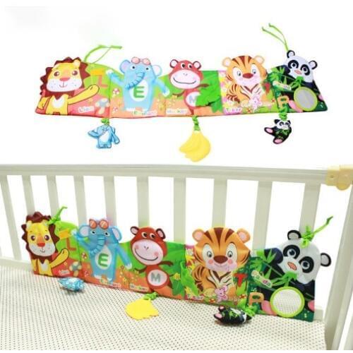 Baby Bedding Set Infant Rattle with Animal Model Baby Plush Animal Baby Bed Bumper Baby Crib Bumpers in the Bed Around