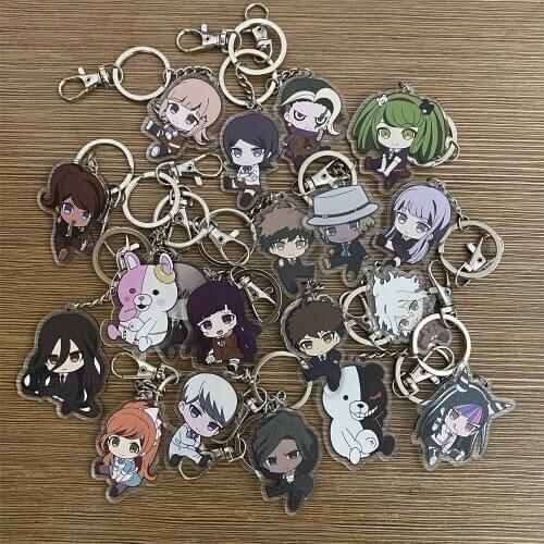 Danganronpa monokuma Naegi Makoto Kirigiri Kyouko Maizono Monomi Key Chains Two-sided Keychain Cosplay Acrylic Pendant Keyring