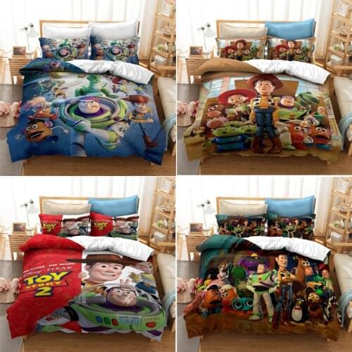 Disney Toy Story 4 Woody Bedding Set Buzz Lightyear Children Cartoon 3D Quilt Cover Pillow Case Anime Toy Story 4 Home Textile