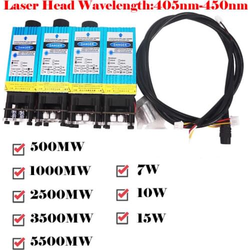 15W/10W/7W/5.5W/3.5W/2.5W Laser Head Diode Laser Module 405nm to 450nm Wavelength for Laser Cutting Machine CNC DIY Laser Wood