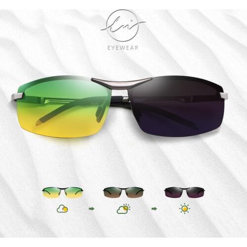 LM Photochromic Sunglasses Men Polarized Day Night Vision Chameleon Glasses Male Change Color Sun Glasses Driving Eyewear oculos