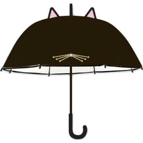 Cute strong Pongee long handle hand open arch umbrella Apollo adult men and women cat ear non-automatic decoration umbrella