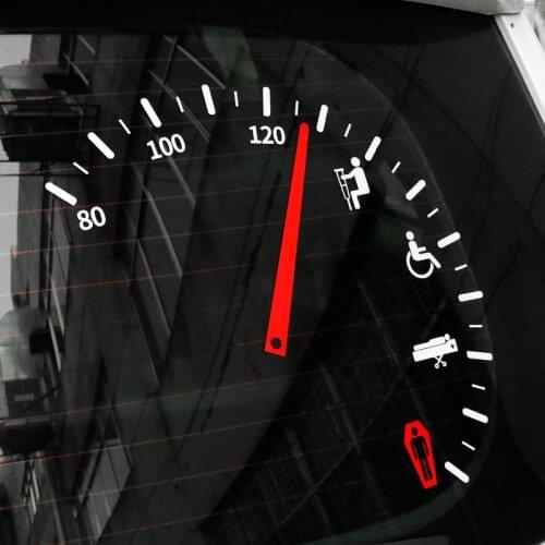 32*35cm Speeding Safe Warning Funny Speedometer Cluster Pattern Reflective Car Sticker Window Decal Car Styling Auto Accessories